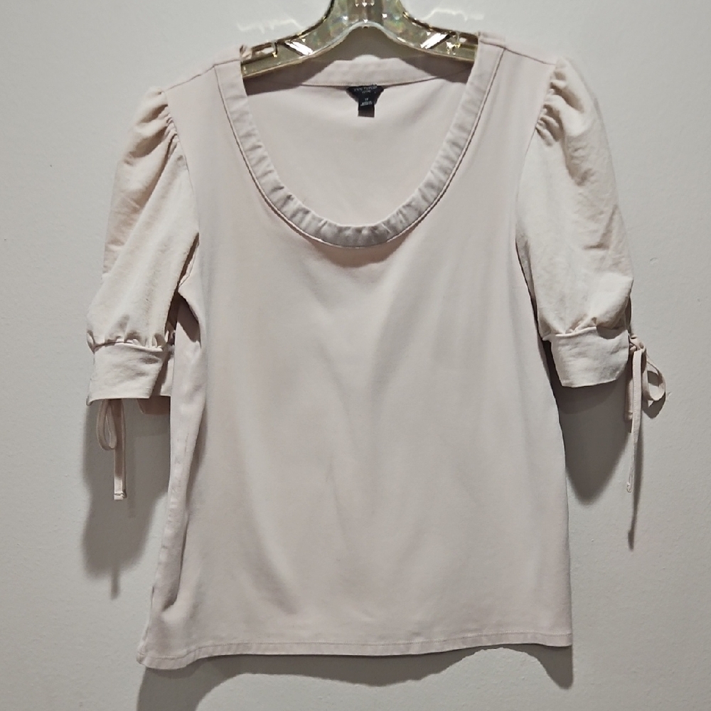 Ann Taylor Cream Puff Sleeve Blouse Large Petite